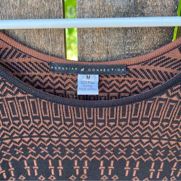 Peruvian Connection 100% Pima Cotton 3/4 Sleeve Sweater Dress Sz M - Picture 3 of 12